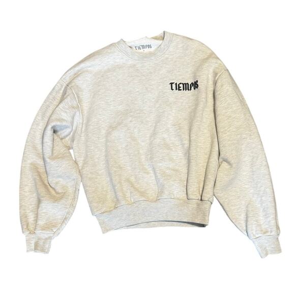 TIEMPOS “Madre” Sweatshirt Grey Crewneck, Made in LA, Oversized Fit (Size S) - Picture 1 of 3